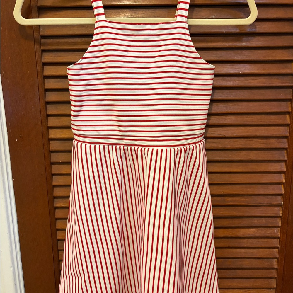 ruby & bloom Red and White Striped Kids Dress